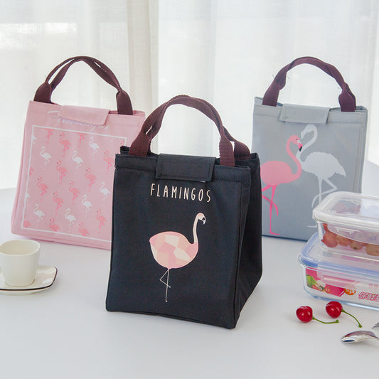 Waterproof portable aluminum case lunch bag Cartoon bird flower drop insulation bag Picnic cold insulation bag