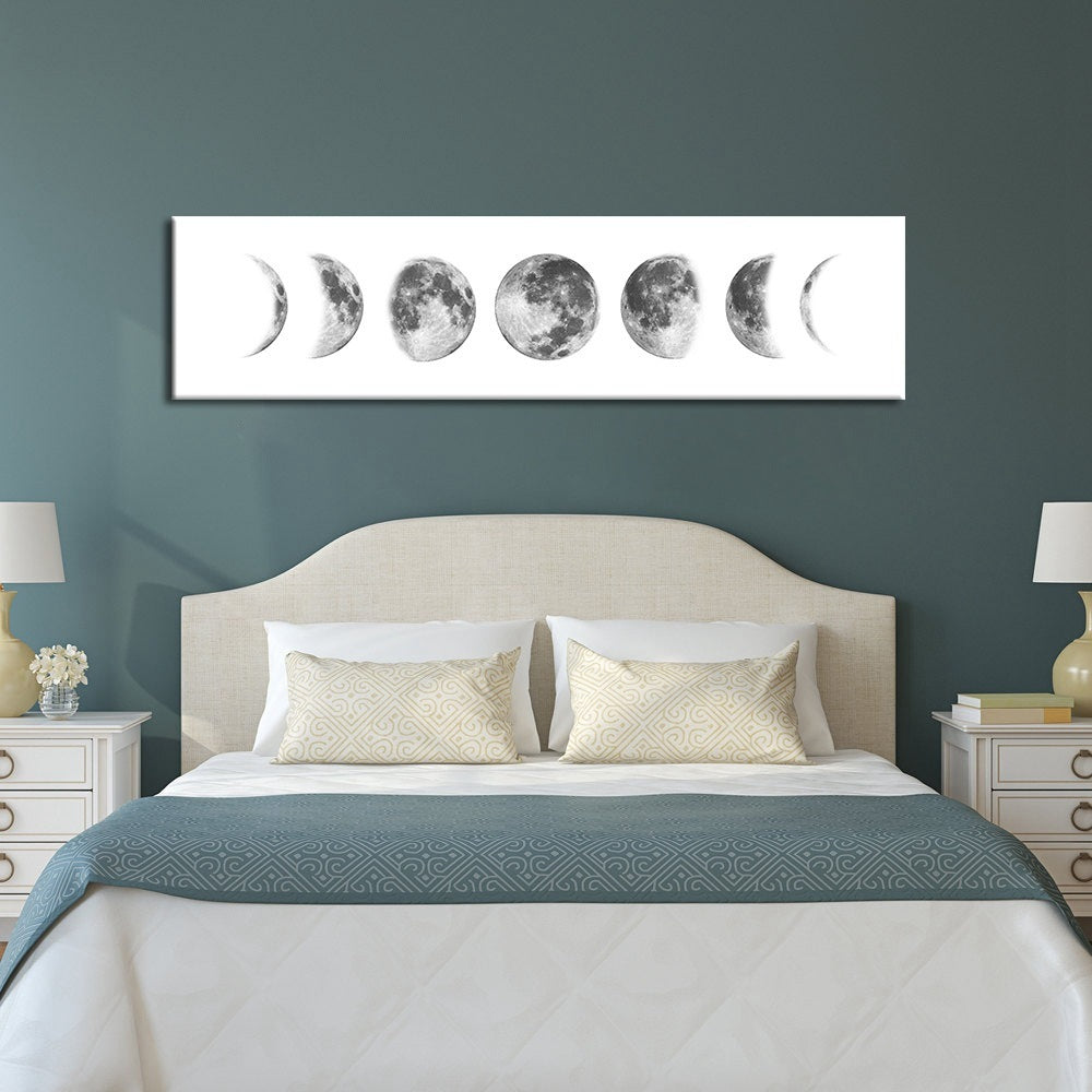 Lunar eclipse black and white canvas painting