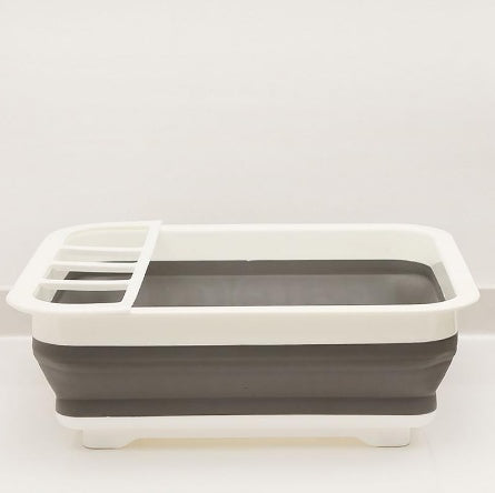 Folding kitchen drain dish rack