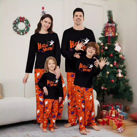 Parent-child Pajamas Long Sleeve Two-piece Set Eye Letter Printed Homewear