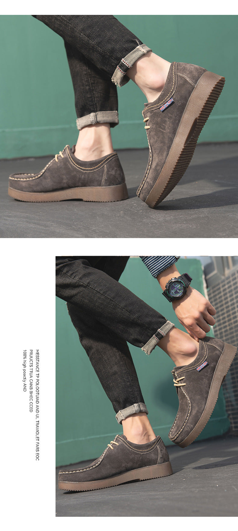 New Casual Korean Style Trendy All-matching British Style Leather Sneakers Men