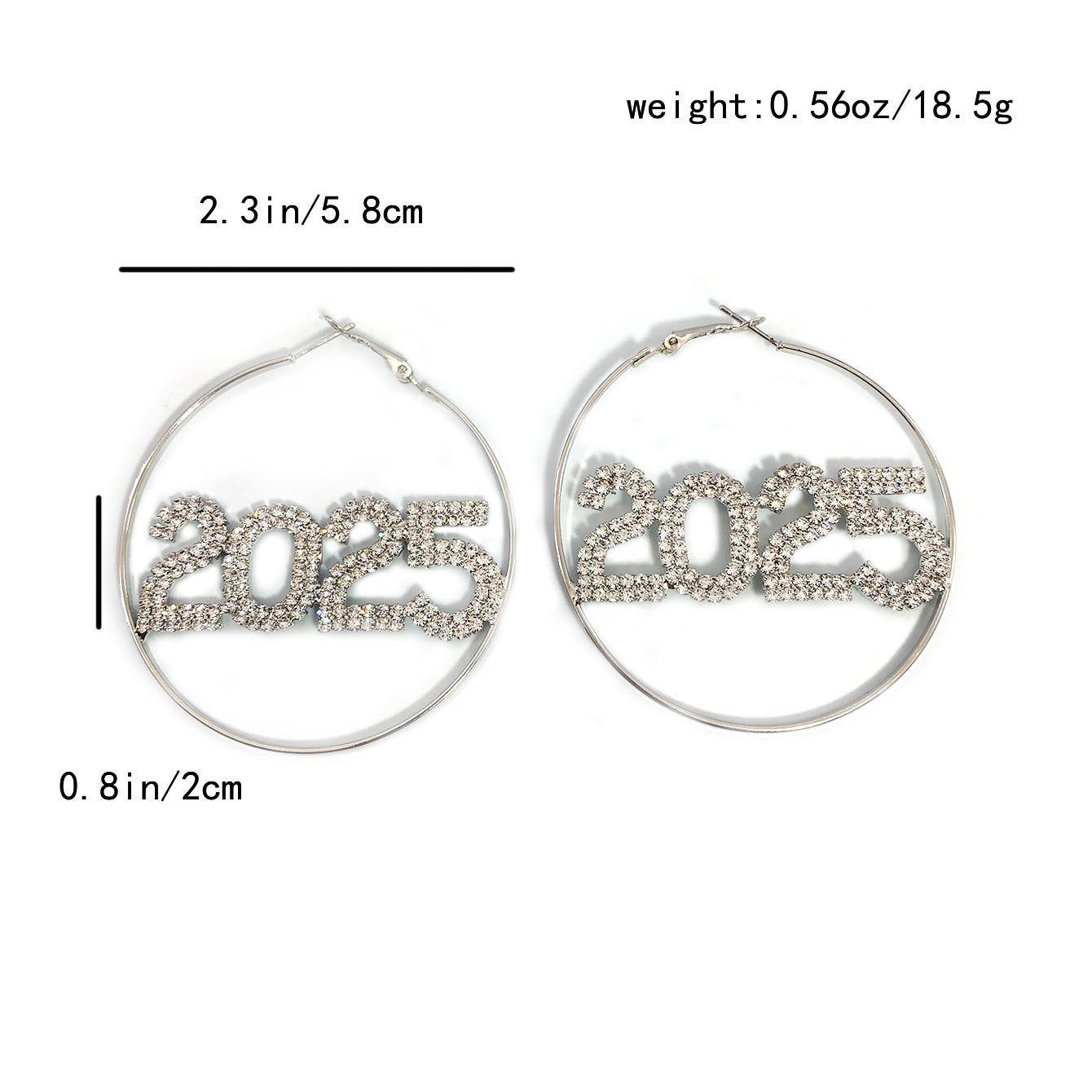 2025 Digital Shining Rhinestone Fashion Exaggerated Ring Earrings