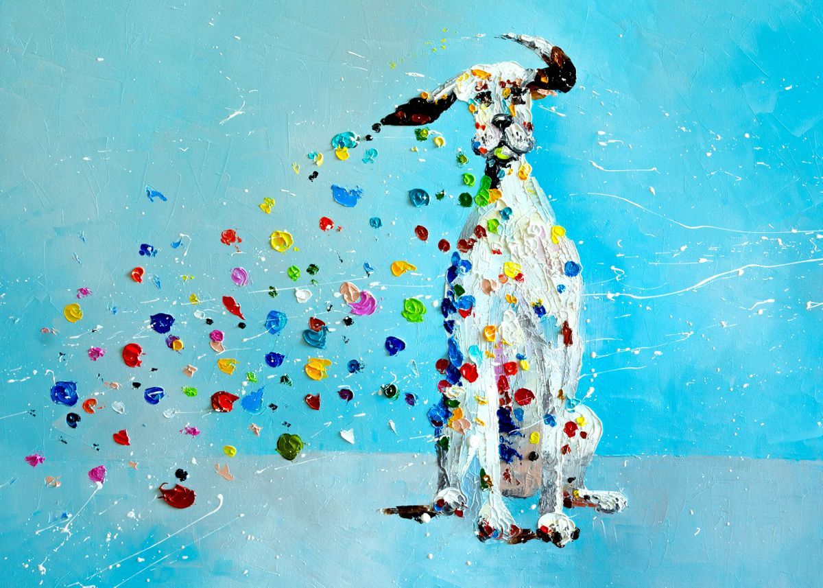 Colorful Doodle Dog Canvas Painting Home Decor