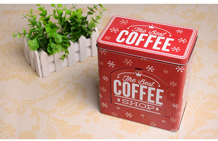 Creative American Style Tin Coffee Storage Box Snacks Candy Organizer Home Decor Metal Colletable Box