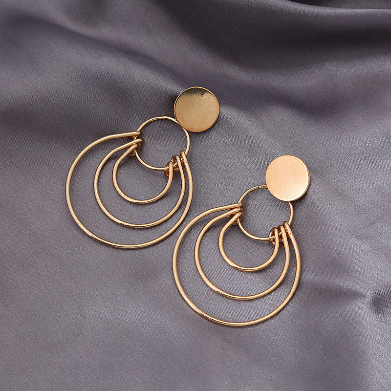 Metal Geometry Round Ring Earrings