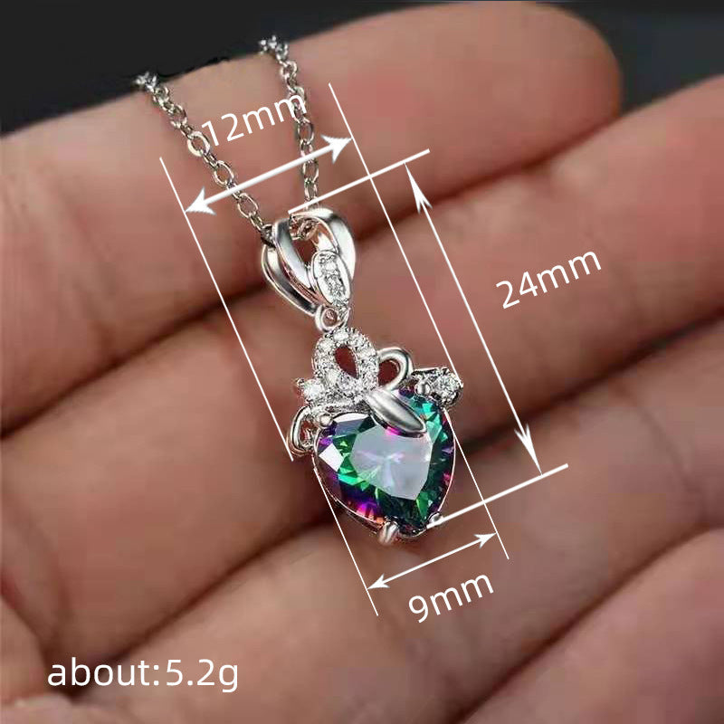 Fashion Love Pendant Necklace Heart-shaped Zircon Women's