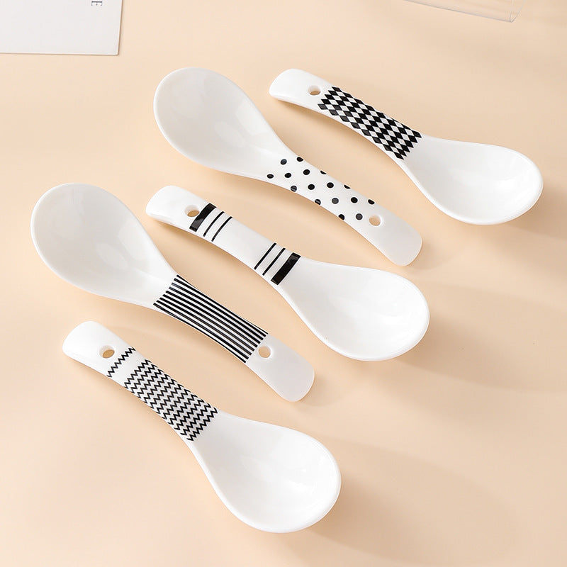 Home Fashion Ceramic Color Glaze Simple Spoon