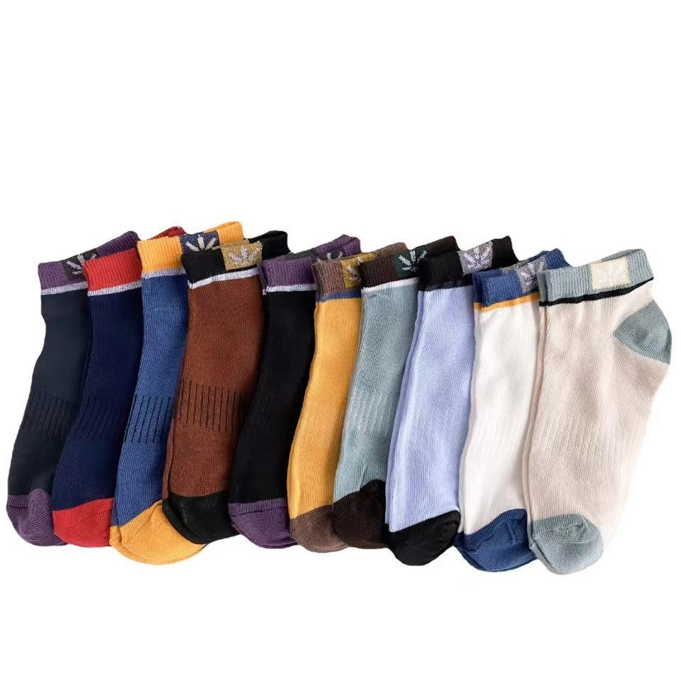 Short Color Matching Ankle Athletic Socks