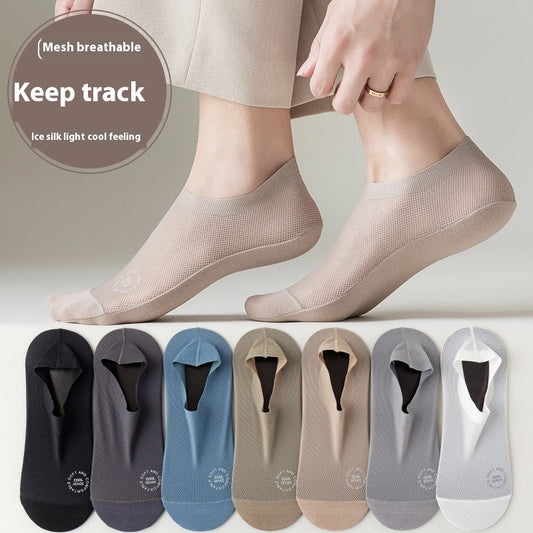 Men's Spring And Summer Ice Silk Cool Feeling Men's Invisible Socks Cotton Bottom