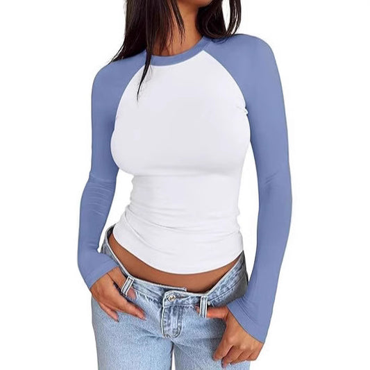 Hot Girl Slim-fit Stretch Color Matching Short Top