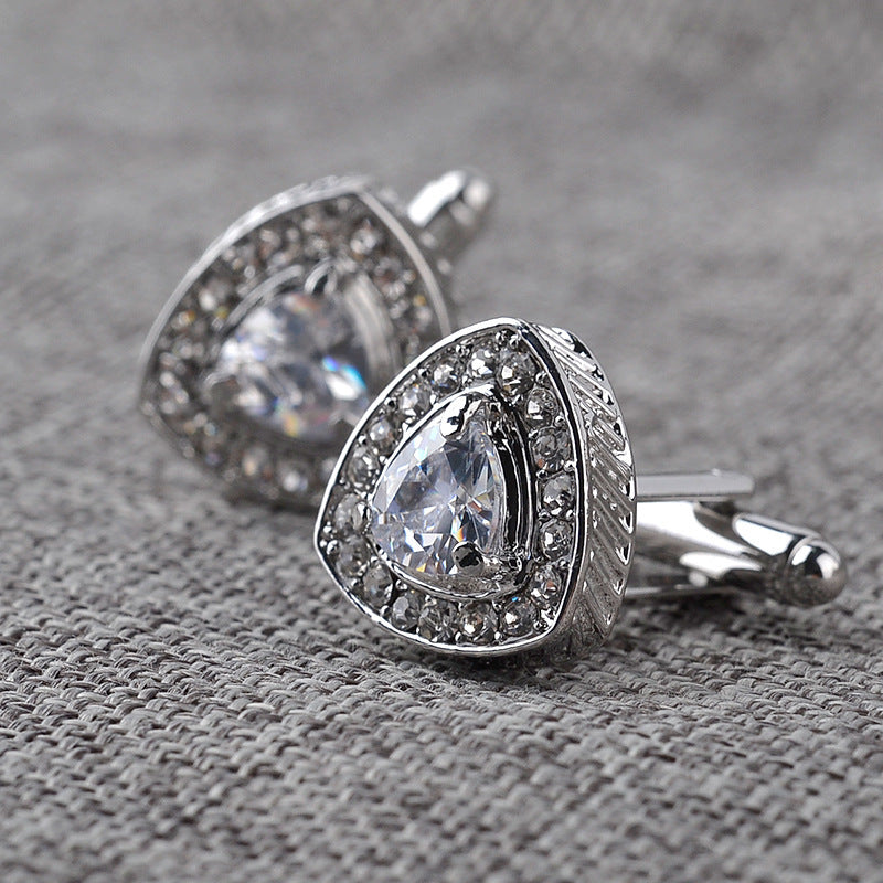 Men's Shirt Cufflinks Triangle Crystal French Diamond