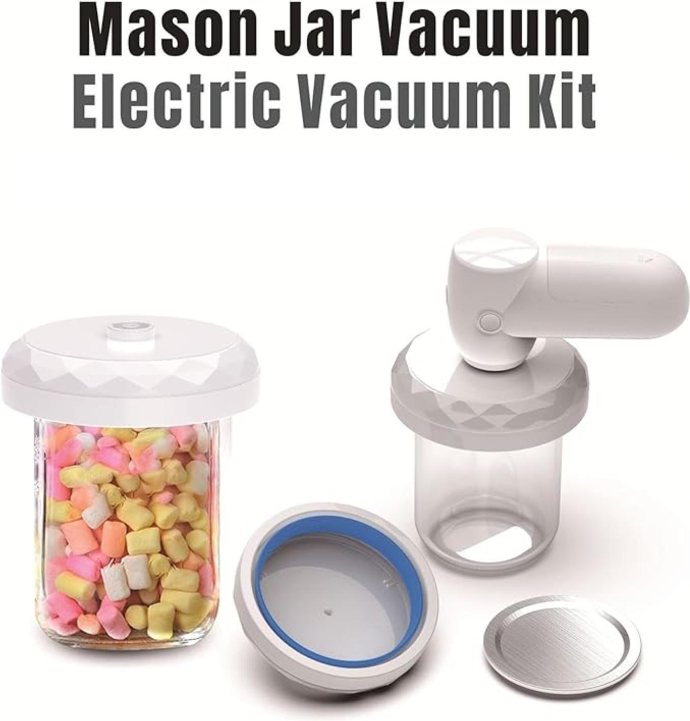 Mason Jar Vacuum Sealer Kit Portable Cordless Electric Mason Jar Vacuum Sealing Machine Food Preservation Seal Clip