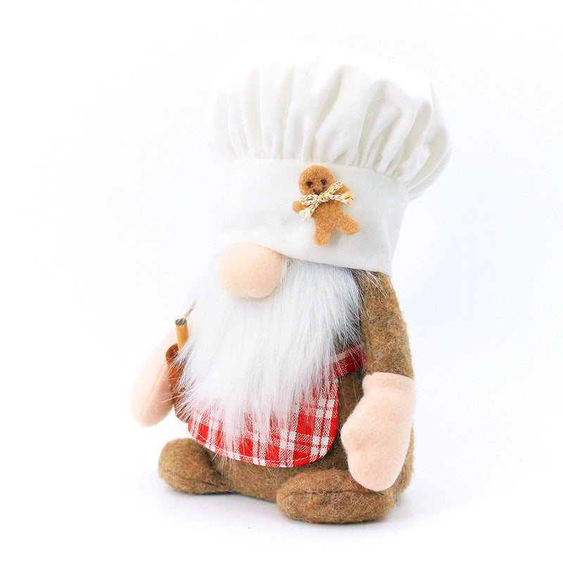 New Christmas Faceless Doll Gnome Chef Ornament