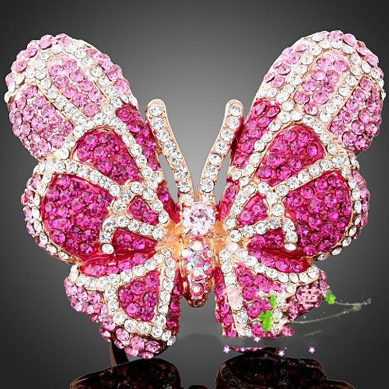 Trendsetters Gorgeous Fashion Colored Diamond Exaggerated Butterfly Ring