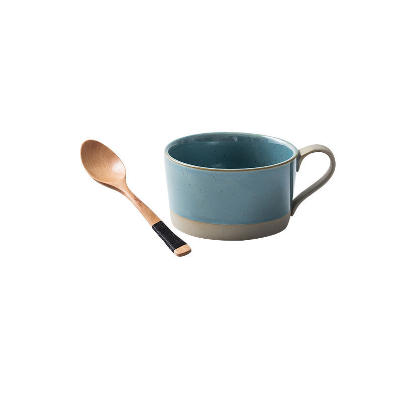 Microwaveable Japanese Stoneware Large Spoon Breakfast Mug