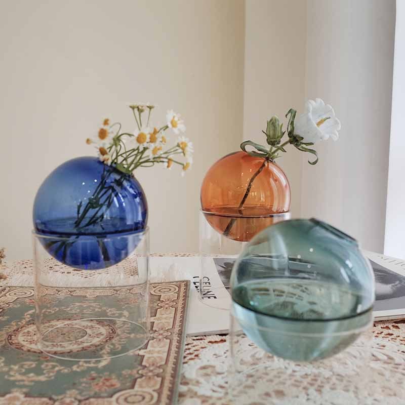 Creative Colorful Spherical Glass Vase Decoration