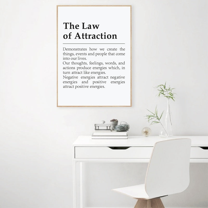 Law Of Attraction Defines Inspirational Poster Print Modern Wall Art Canvas Painting