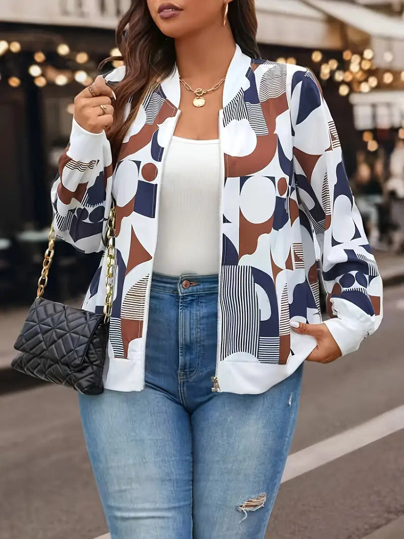 Zipper Jacket Small Thin Long-sleeved Top Colorful Printing