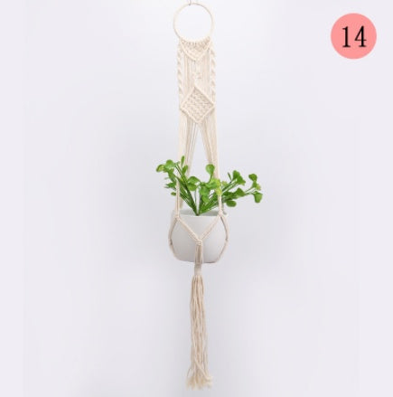 4 Pack - Macrame Plant Hangers & Shelf