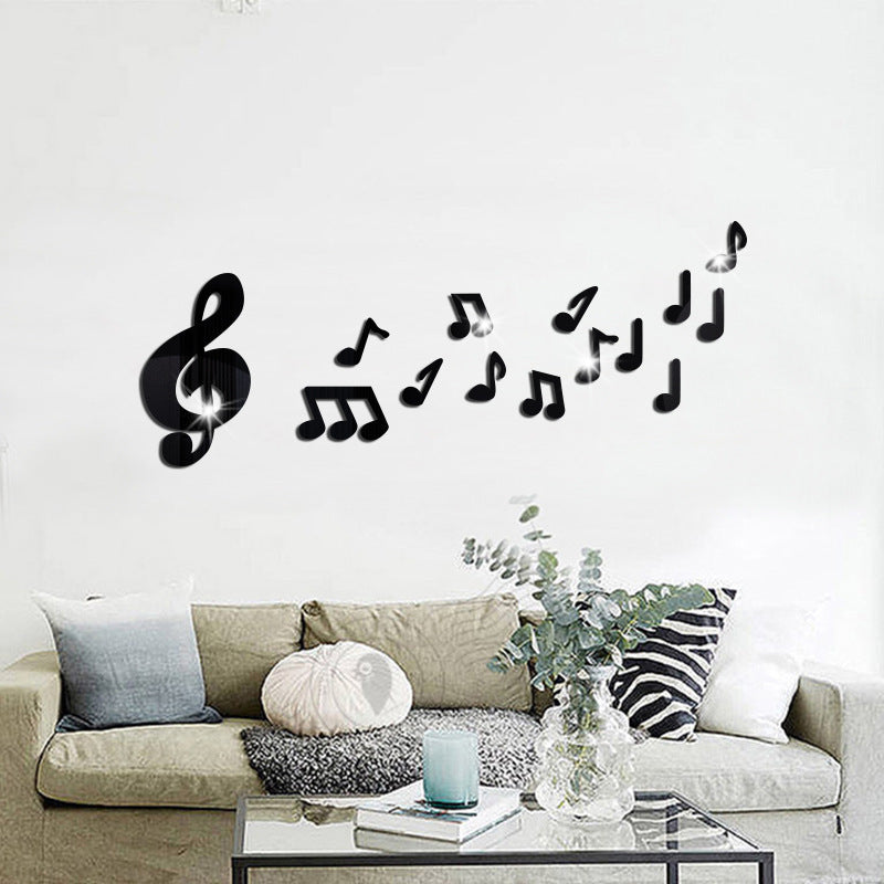 Creative Musical Note Stereo Mirror Wall Sticker 3D Relief