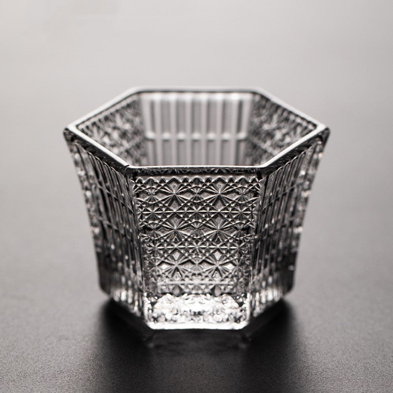 Hexagonal Crystal Glass Tea Cup