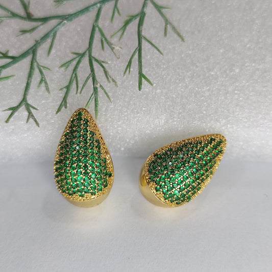 Copper Inlaid Color Melon Seed-shaped Earrings Simple