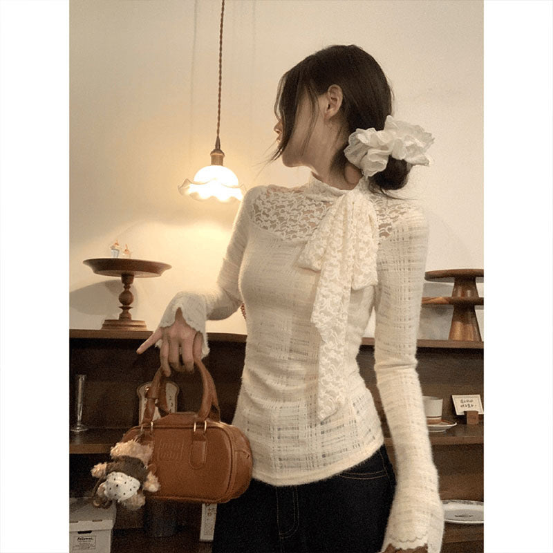 French Style Design Lace Bottoming Shirt For Women