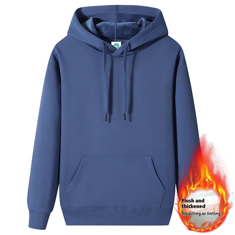 Fleece-lined Thick Student Hoodie Warm Top Casual