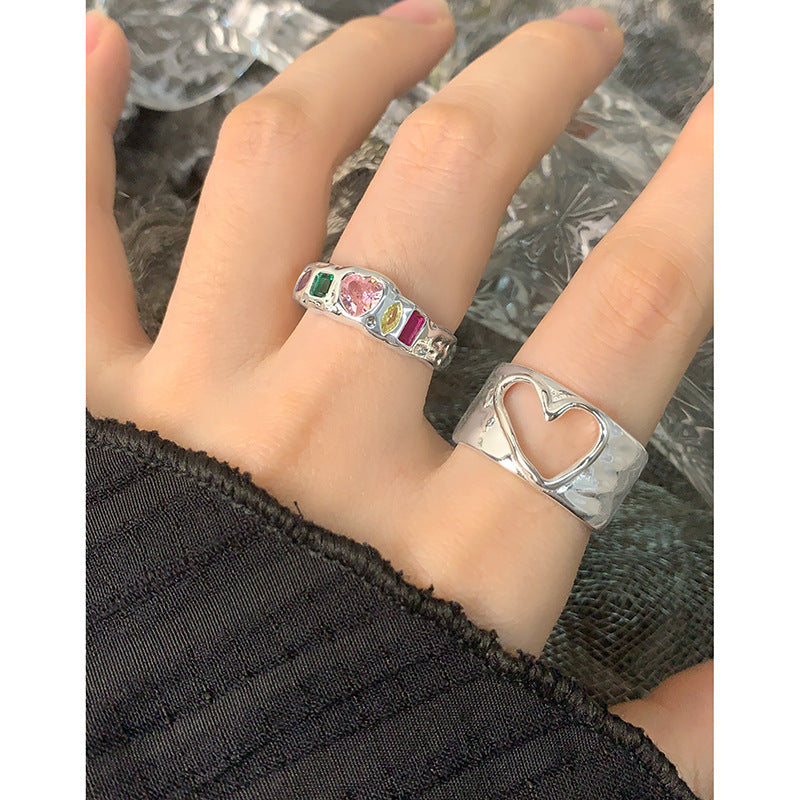 Special-interest Design Irregular Hollow-out Love Heart-shaped Ring