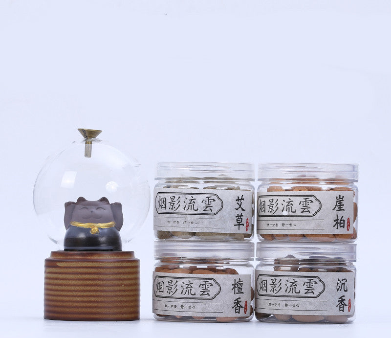 Lucky Cat Fortune Backflow Ornaments Household Zen Ceramic Agarwood Sandalwood Incense Burner