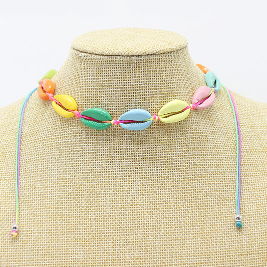 Ocean Wind Color Shell Necklace, Bracelet Set