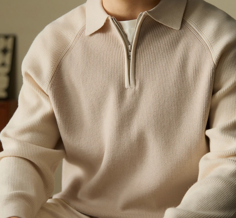 American Casual Half-height Zip Polo Sweater