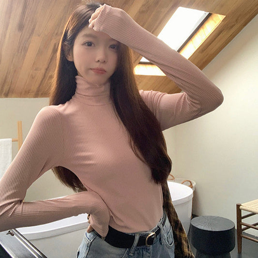 High Neck Inner Wear Korean Style Pure Desire Style Slim Fit Slimming Bottoming Top