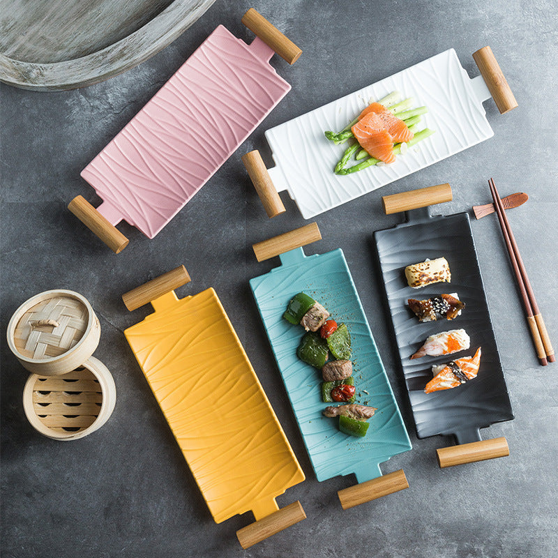 Creative Rectangular Plate Binaural Sushi Cooking Plate