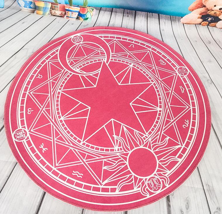 80CM Cartoon Round Carpet Children's Bedroom Card Captor Sakura Magic Circle Carpet Eco-Friendly Rug Computer Chair Mat