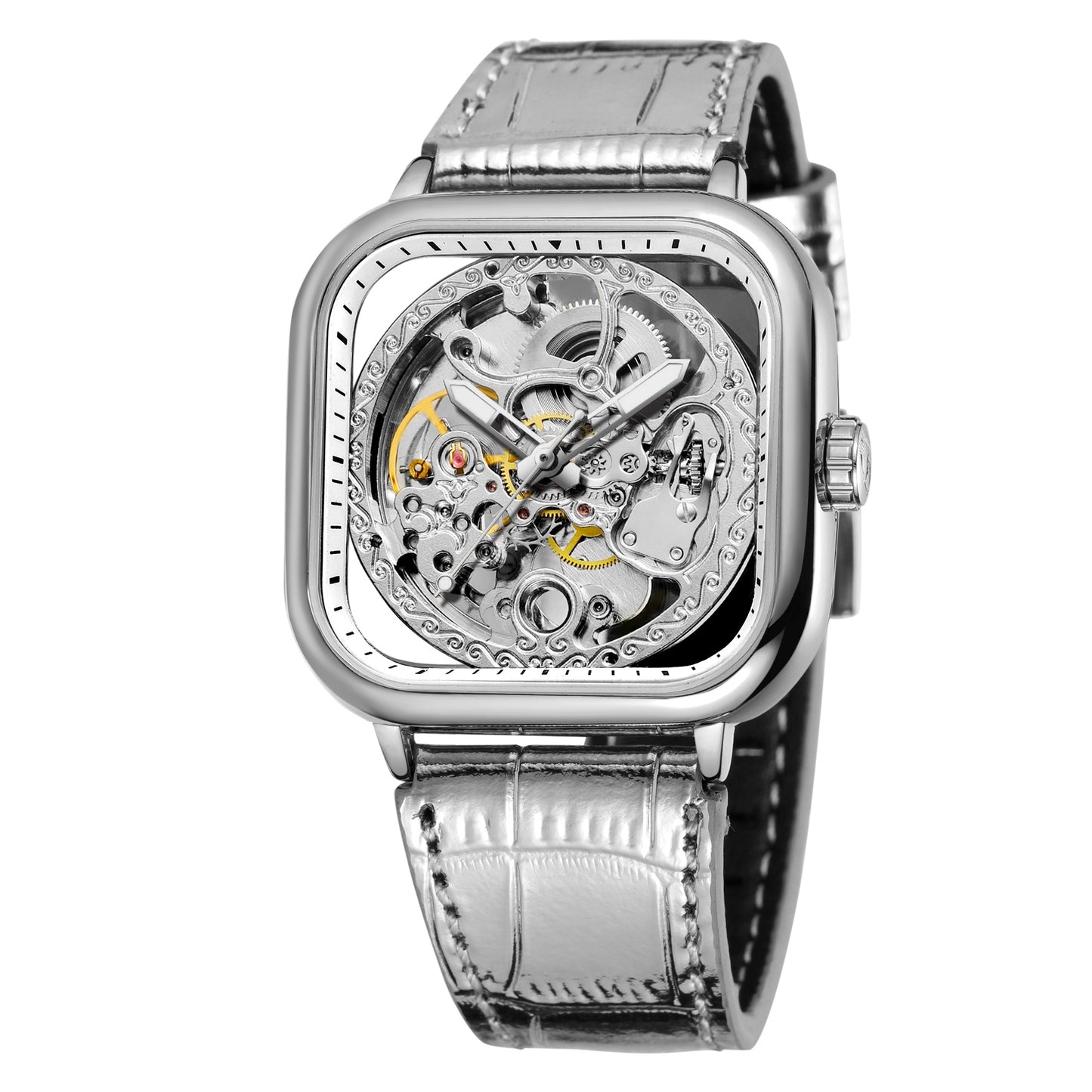 Square hollow men's automatic mechanical watch