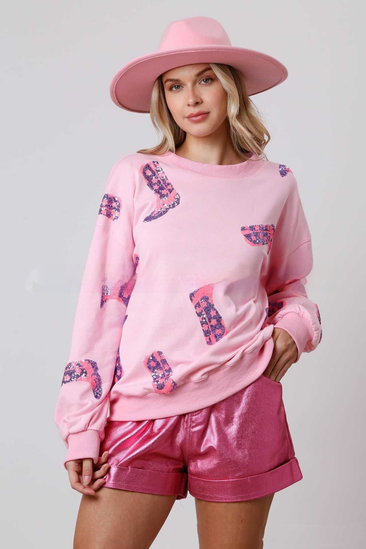 Women's Valentine's Day Sequined Long-sleeved Sweater