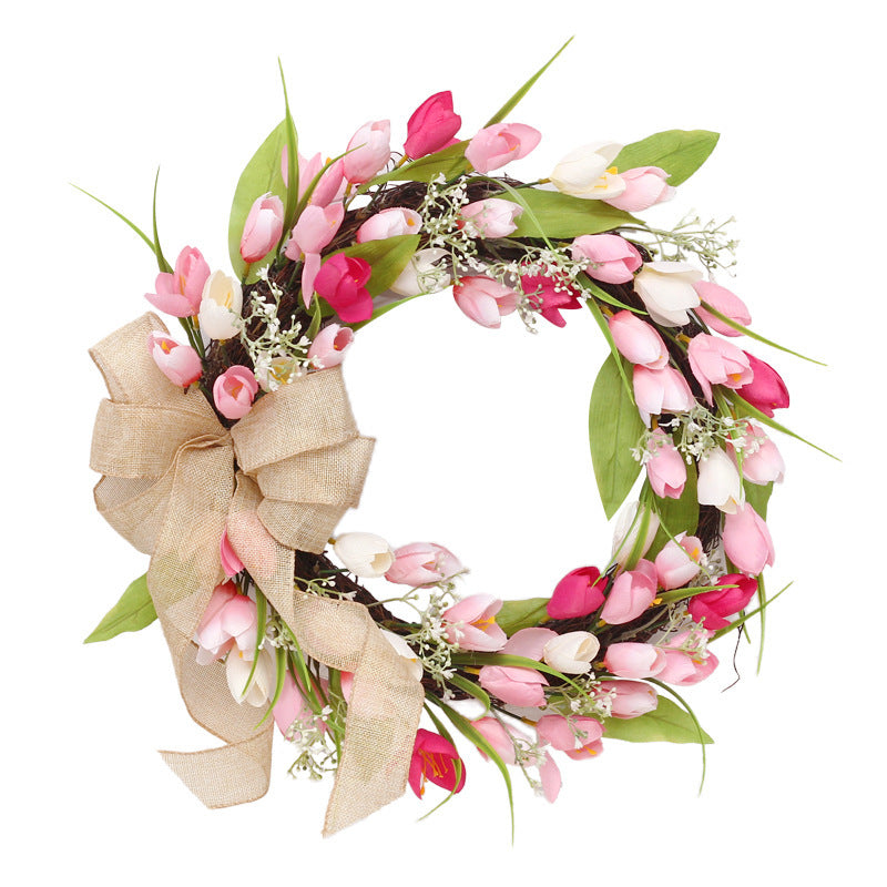 Two Tone Tulip Wreath Valentine's Day Easter Ornament Pendant