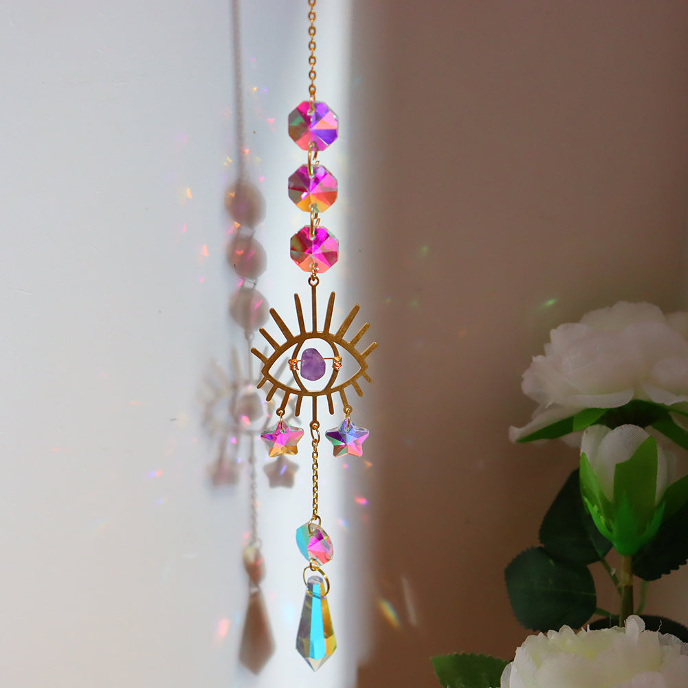 Moon Star Sun Catcher Garden Crystal Wind Chime