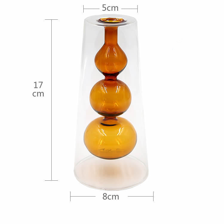 Double glass transparent vase