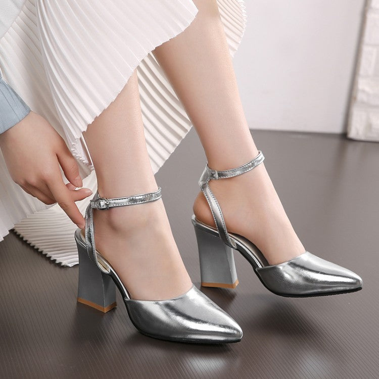Women's Thick High Heel Pump Pointed Sandals