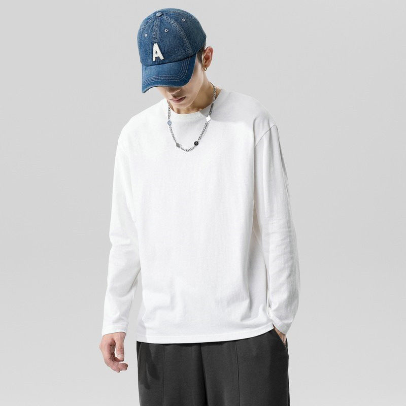 Youth Solid Color Round Neck Sports Pure Cotton Top Men