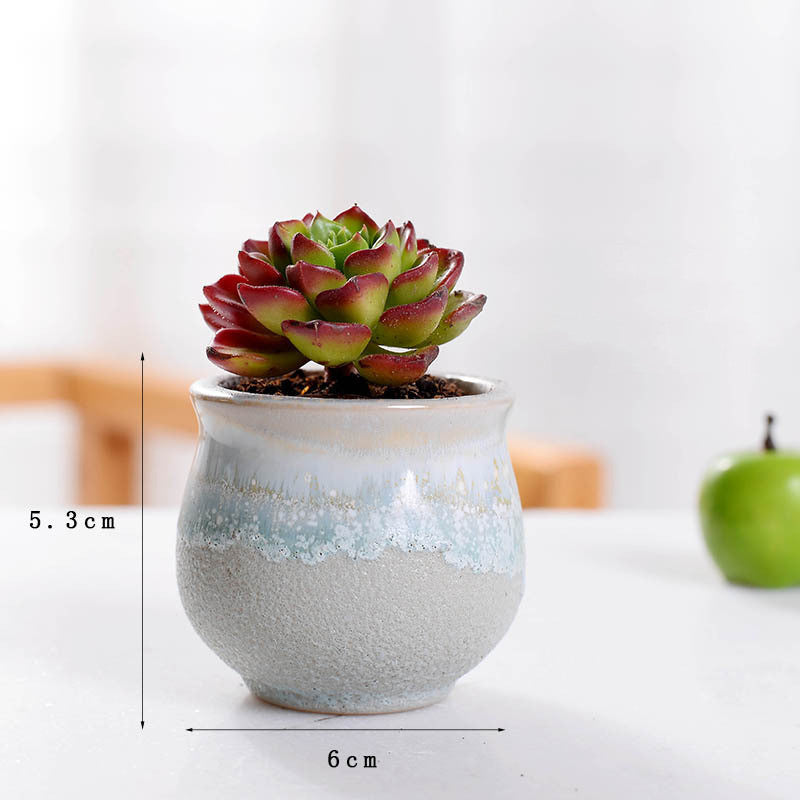 Ceramic Thumb Basin Flow Glaze Ceramic Flower Pot Desktop Decoration Flower