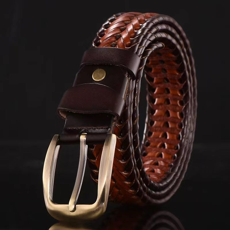 Leather Pin Buckle Handmade Couple's Pant Trendy Casual Belt