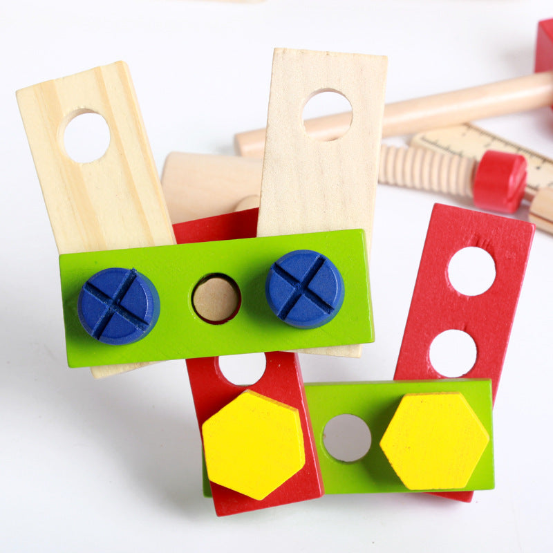 Wooden toy simulation disassembly toolbox