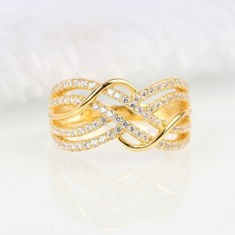 Wave Multi-layer Line Eye-catching Hollow Unique Women Ring