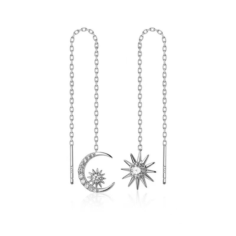 Light Luxury Sun Moon Star Diamond Ear String Earring Female