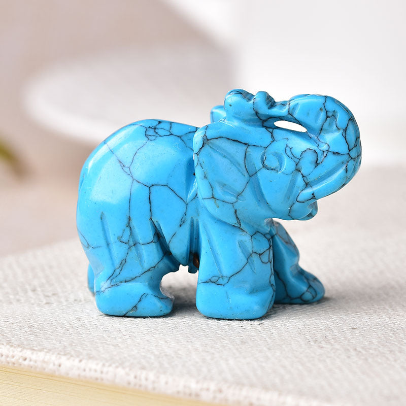 Crystal semi-precious stone carved elephant ornament