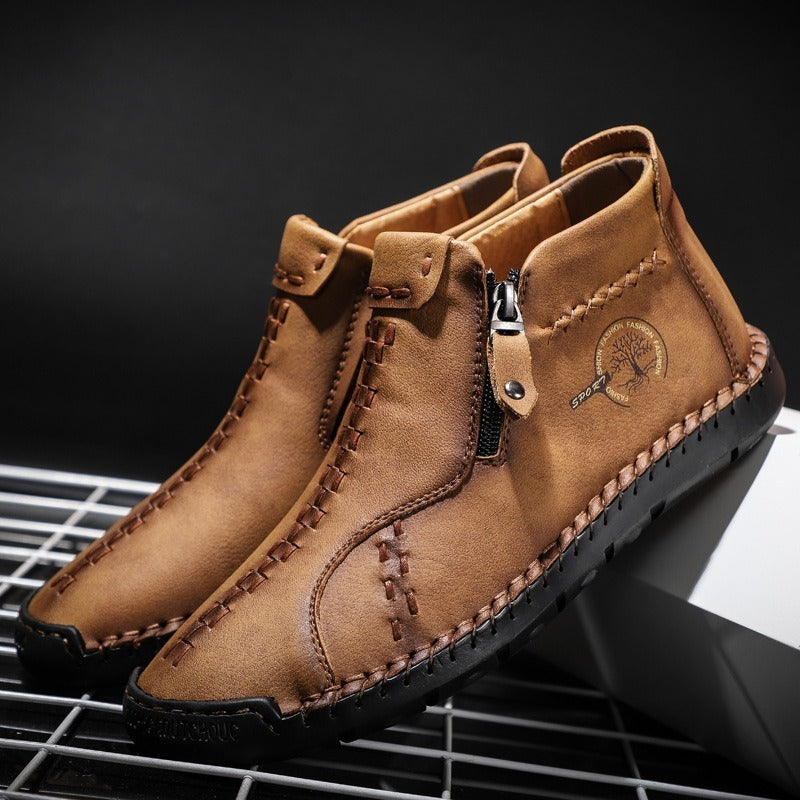 High-top Handmade Leather Shoes Thick Bottom Boots