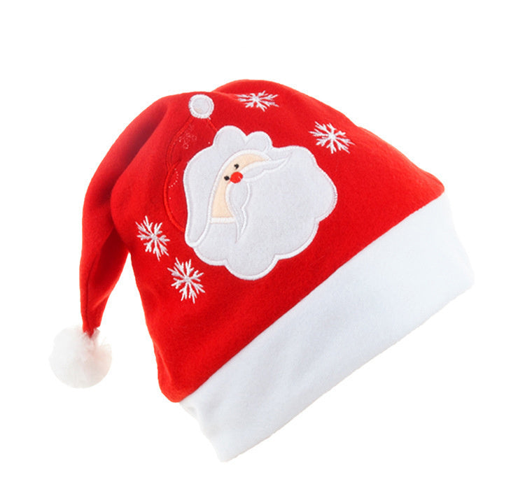 Cartoon Christmas Hat With Elk Santa Claus Embroidery Design Holiday Party Decoration Fuzzy Hat